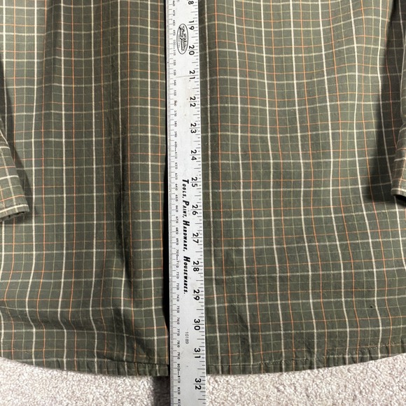 Adirondack Mens Long Sleeve Button Up Shirt Large Green Checkered Cotton - Picture 6 of 7